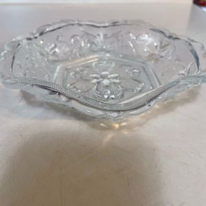 Intake Indiana Glass Company Clear Glass Floral Motif Bowl.